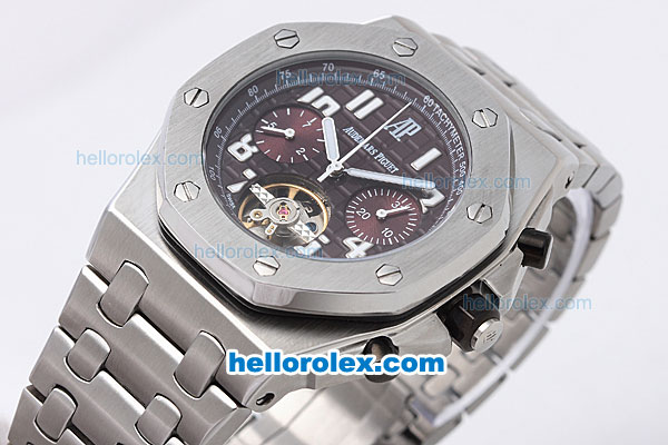Audemars Piguet Royal Oak Alinghi Tourbillon Automatic with Brown Dial and White Marking-SS Strap - Click Image to Close
